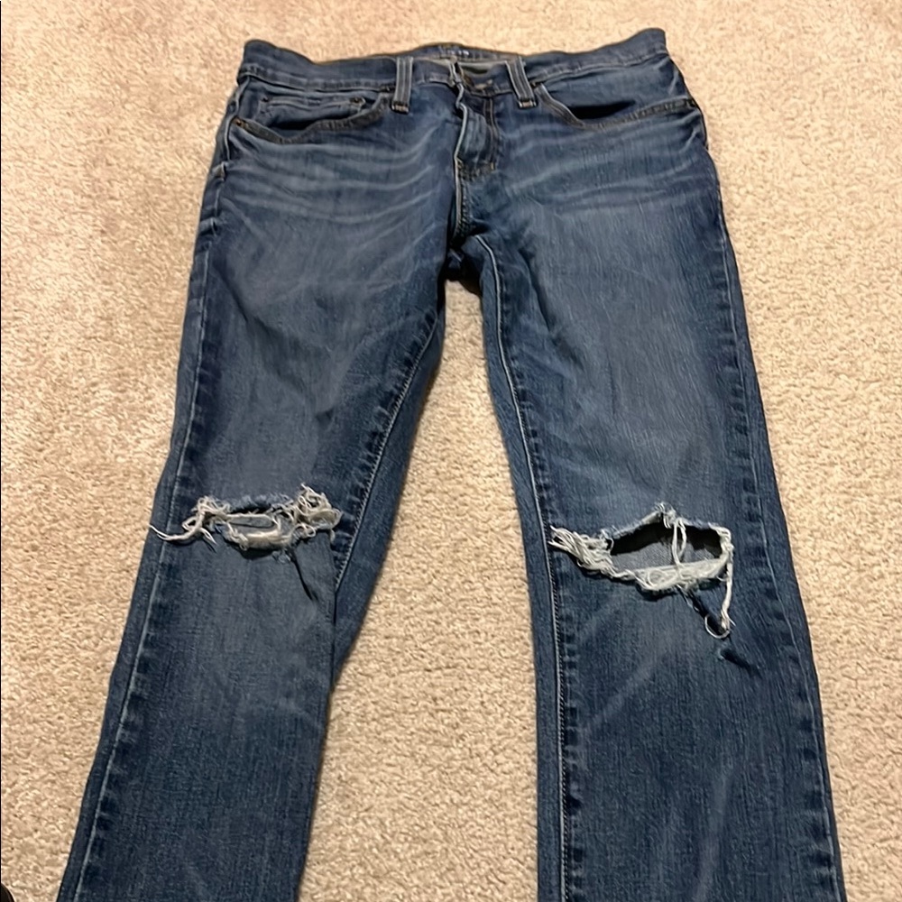 Sonoma Blue Straight Leg Jeans with Natural Distressing